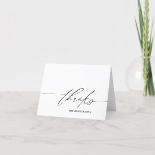 Elegant Script Black White Wedding Thank You Card