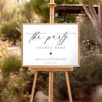Elegant Script Black White Wedding Welcome