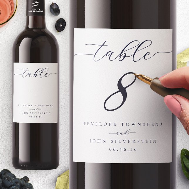 Elegant Script Blank Table Number Wedding Wine Label (Elegant Script Blank Table Number Wedding Wine Label)
