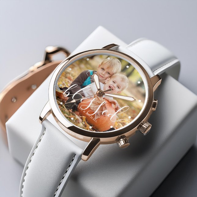 Elegant Script "Blessed" Custom Photo Watch (Inspiration mockup (not actual product))