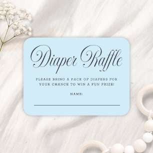 Elegant Script Blue Boyl Baby Shower Diaper Raffle Enclosure Card