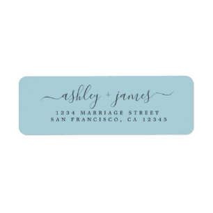 Elegant Script Blue Glow Wedding Return Address Label