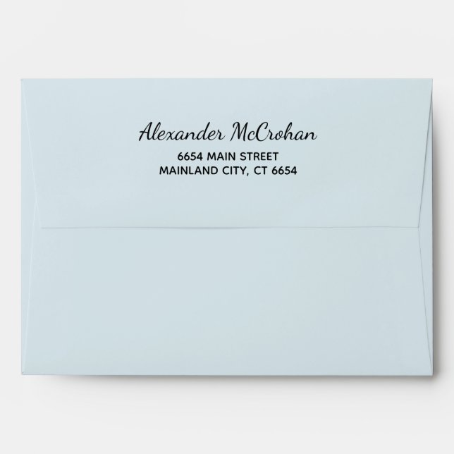 Elegant Script Blue Return Address Mailing Envelope (Back (Top Flap))