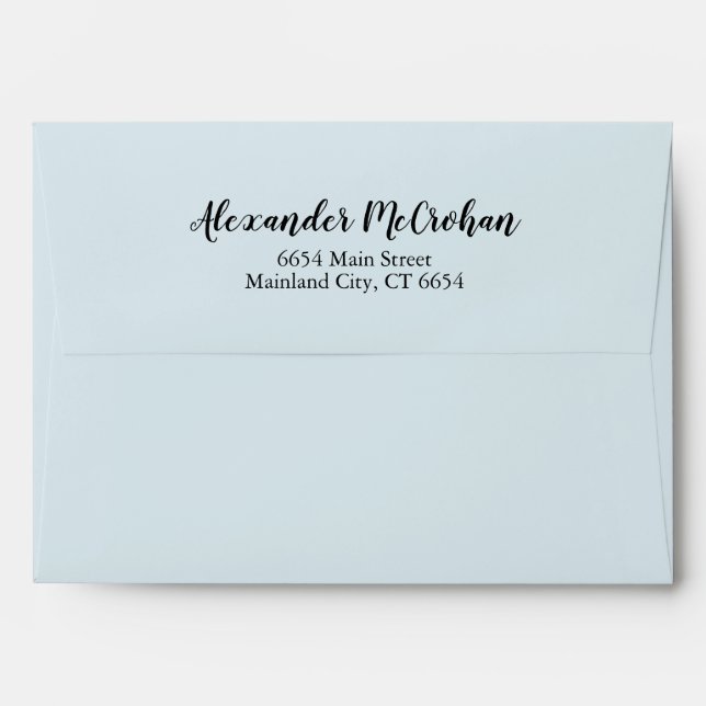 Elegant Script Blue Return Address Mailing Envelope (Back (Top Flap))