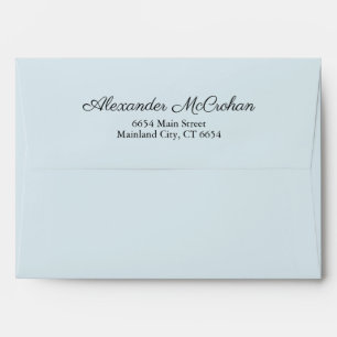 Elegant Script Blue Return Address Mailing Envelope
