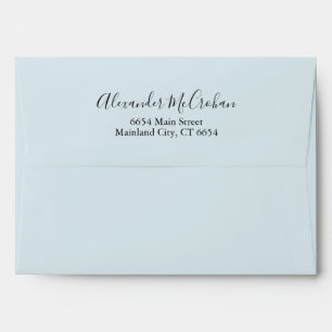 Elegant Script Blue Return Address Mailing Envelope