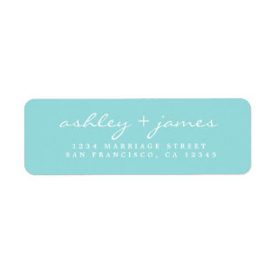 Elegant Script Blue Wedding Return Address Label