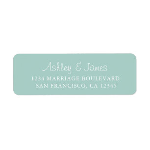 Elegant Script Blue Wedding Return Address Label