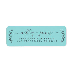 Elegant Script Blue Wedding Return Address Label