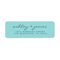 Elegant Script Blue Wedding Return Address