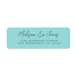 Elegant Script Blue Wedding Return Address Label