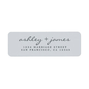 Elegant Script Blue Wedding Return Address Label