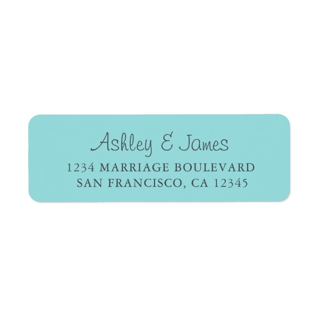 Elegant Script Blue Wedding Return Address Return Address Label (Front)