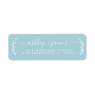 Elegant Script Blue Wedding Return Address Return Address Label