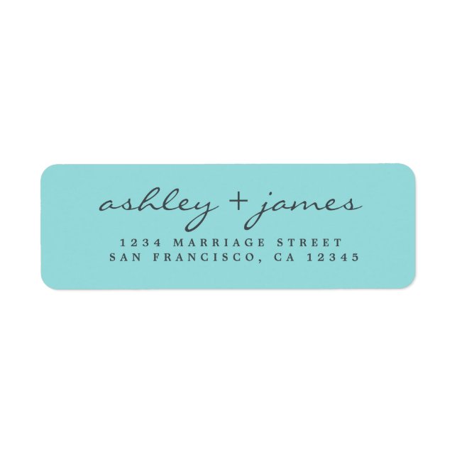 Elegant Script Blue Wedding Return Address Return Address Label (Front)