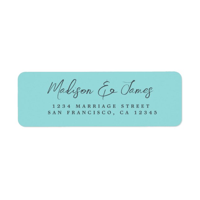 Elegant Script Blue Wedding Return Address Return Address Label (Front)