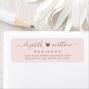 Elegant Script Blush Gold Wedding Return Address Return Address Label