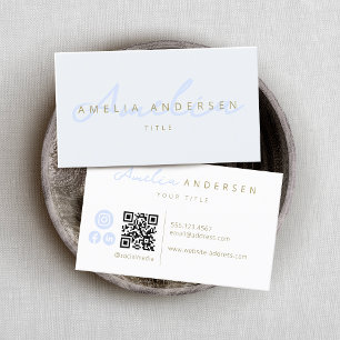 Elegant Script Blush Pastel Blue Business Card