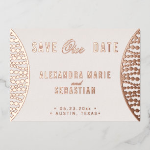 Elegant Script Blush Pearl Save the Date Rose Gold