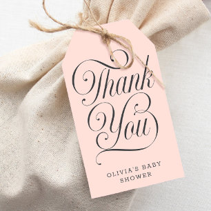 Elegant Script Blush Pink Baby Shower Favor Gift Tags