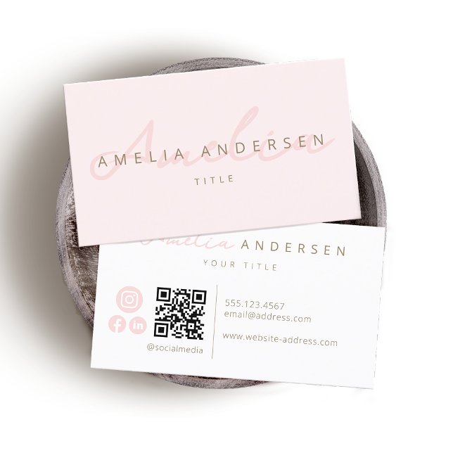 Elegant  Script Blush Pink  Business Card (Creator Uploaded)