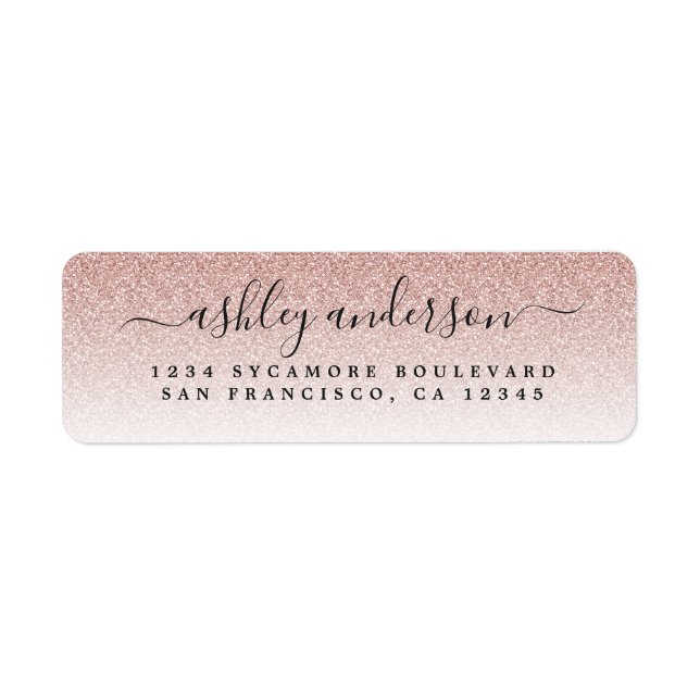 Elegant Script Blush Pink Glitter Return Address Label (Front)