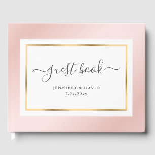Elegant Script Blush Pink Gold Wedding Guest Book