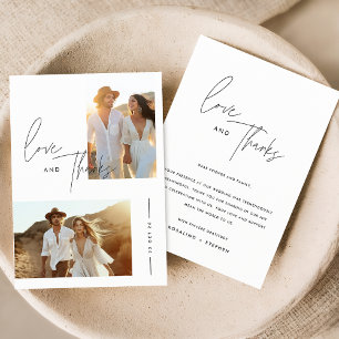 Elegant Script Boho Photo Wedding Thank You Card