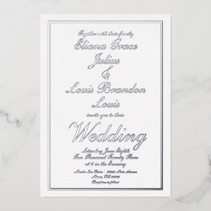 Elegant Script Border Wedding Pressed  Silver