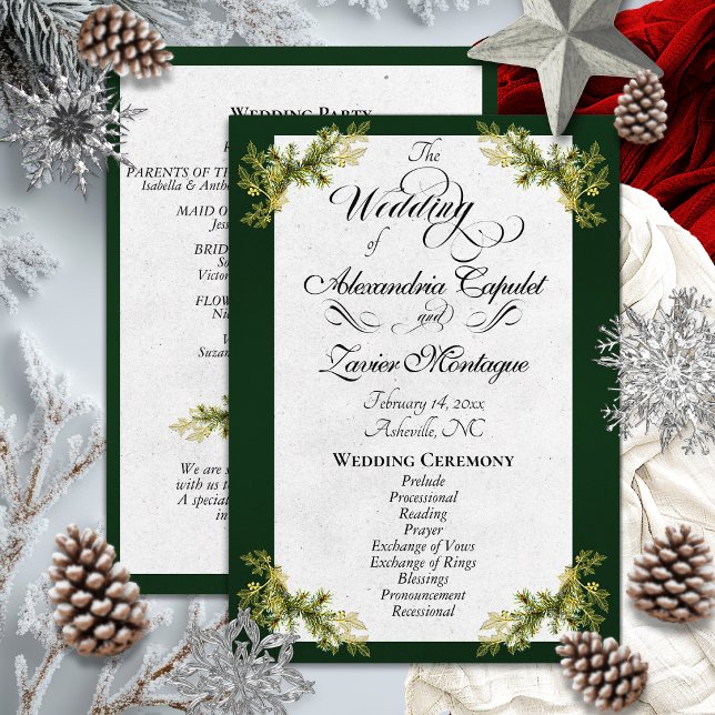 Elegant Script & Botanical - Emerald Wedding Program (Creator Uploaded)