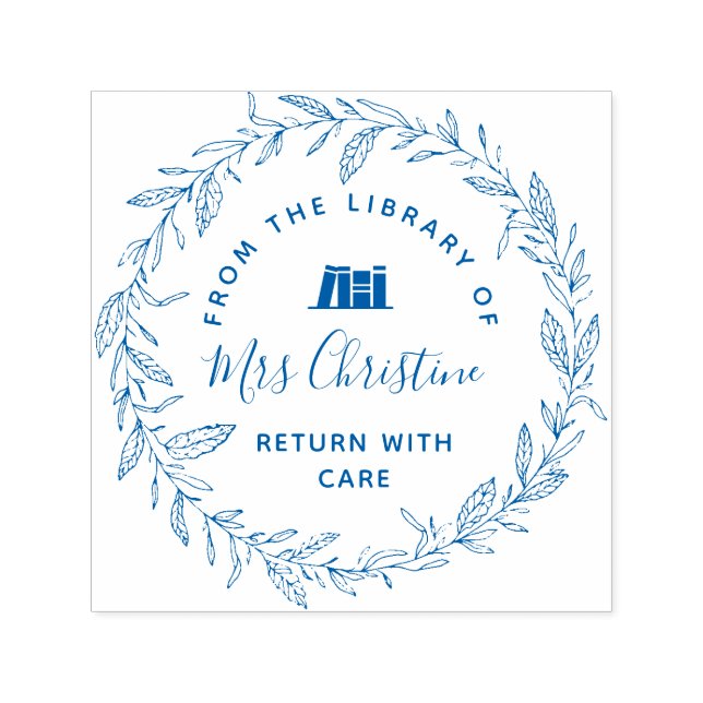 Elegant script botanical library book stamp (Design)