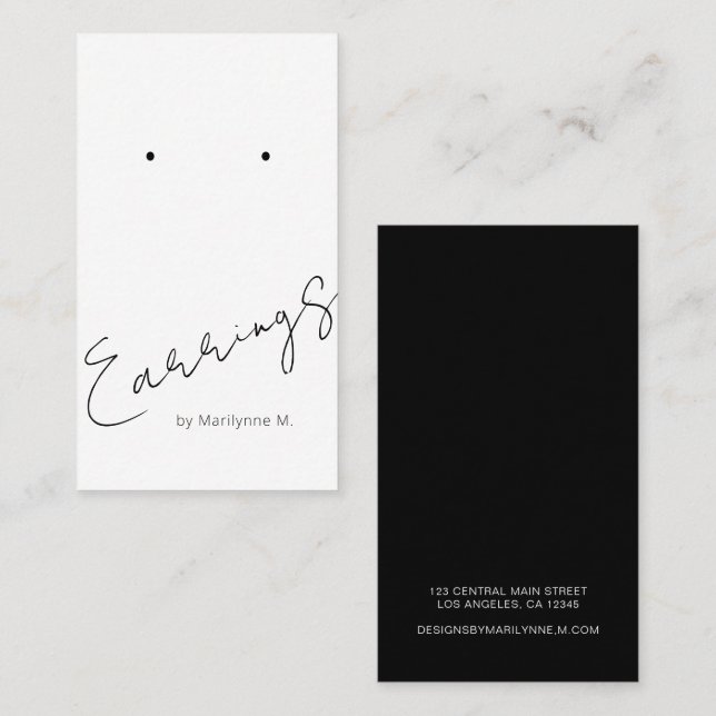 Elegant Script Boutique Earring Display Card (Front/Back)