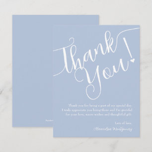 Elegant Script Boy Baby Shower Blue Thank You Card