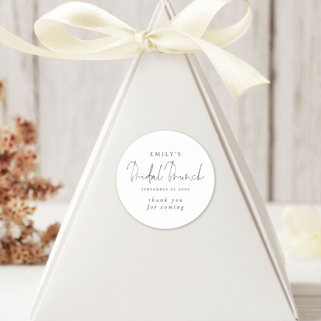 Elegant Script Bridal Shower Brunch Thank You Classic Round Sticker (Creator Uploaded)