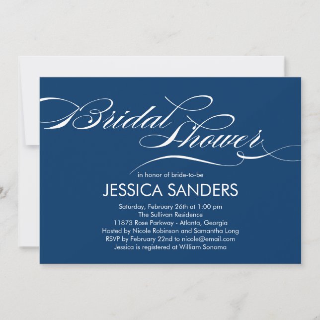 Elegant Script Bridal Shower Invitation (Front)