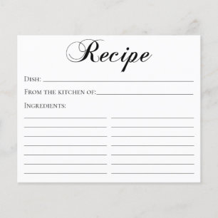Elegant Script Bridal Shower Recipe Card