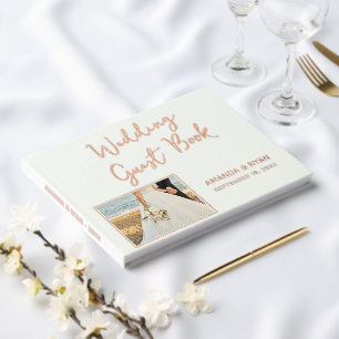 Elegant Script Bride Groom Photo Wedding  Guest Book
