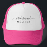 Elegant Script Bridesmaid Name Trucker Hat<br><div class="desc">Elegant Script Bridesmaid Hat. Features trendy and stylish script font,  personalise with bridesmaid name.</div>