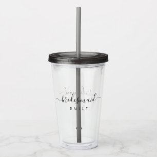 Elegant Script Bridesmaid Personalised Name Acrylic Tumbler