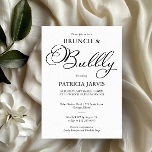 Elegant Script Brunch And Bubbly Bridal Shower Invitation