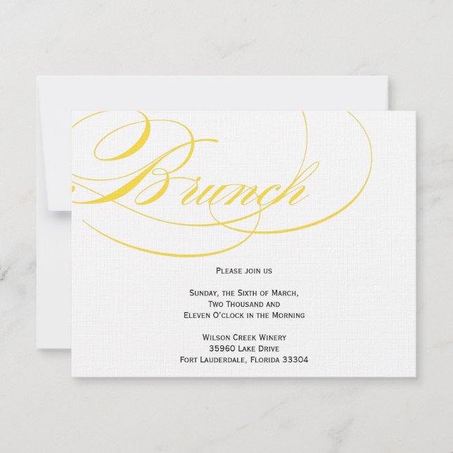 Elegant Script Brunch Invitation - Yellow (Front)