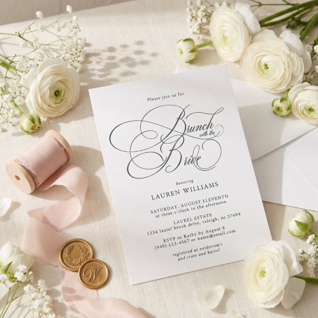 Elegant Script Brunch with the Bride bridal shower Invitation (Creator Uploaded)
