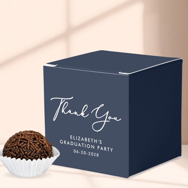 Elegant Script BueGraduation Party Thank You Favour Box (Creator Uploaded)