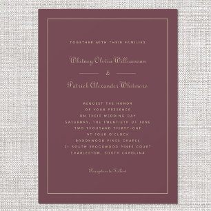 Elegant Script Burgundy Gold Chic Formal Weddings Invitation