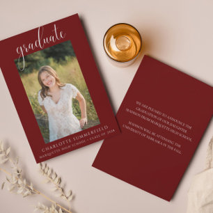 Elegant Script Burgundy Graduation Announcement