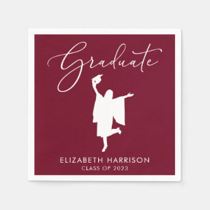 Elegant Script Burgundy Graduation Party Napkin