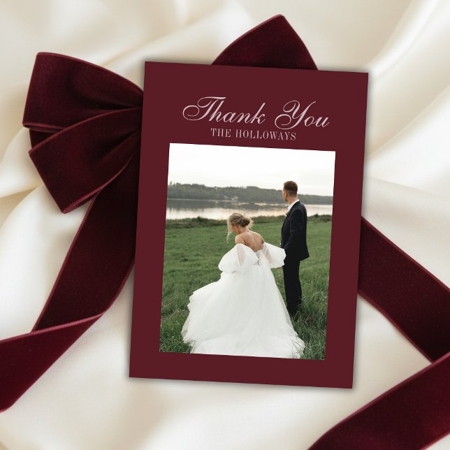 Elegant Script Burgundy Red Flat Thank You Card (Elegant Script Burgundy Red Flat Thank You Card)