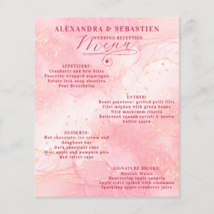 Elegant Script Burgundy Rose Gold Wedding Menu