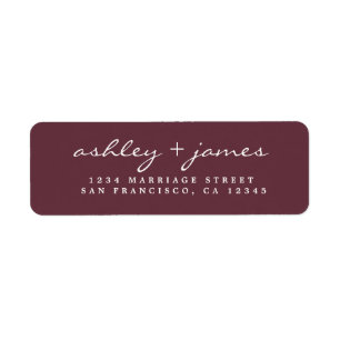 Elegant Script Burgundy Wedding Return Address Label