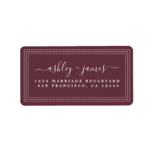 Elegant Script Burgundy Wedding Return Address Label